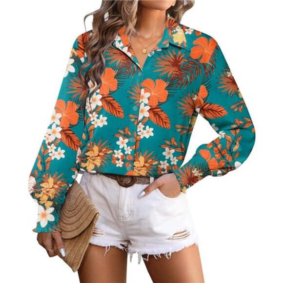 Tops - Women's Button Down Shirts B-vintage Floral
